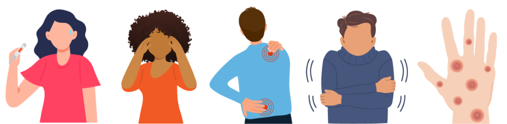 icons of individuals expressing symptoms of mpox