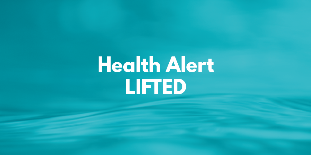 Image that reads Health Alert LIFTED